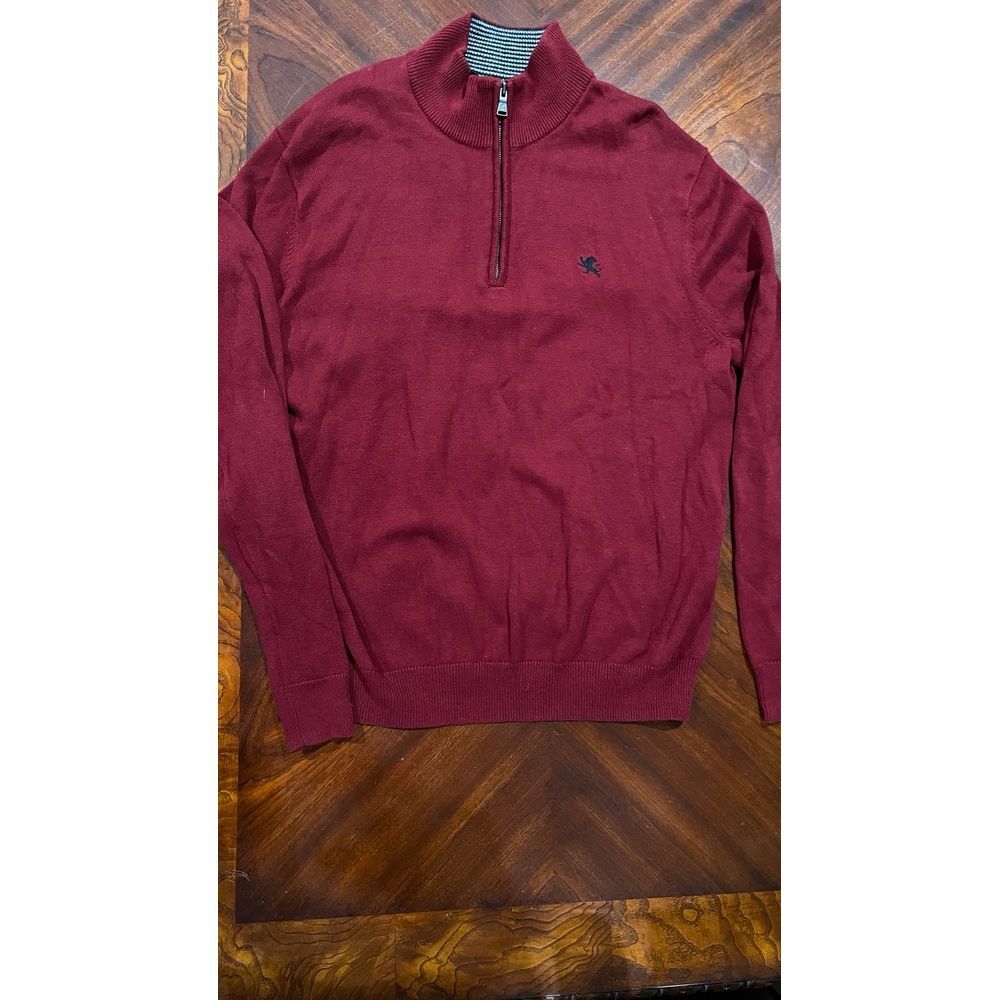 Express Mens XL 1/4 Zip Sweater Cotton Mock‎ Neck Pullover Red